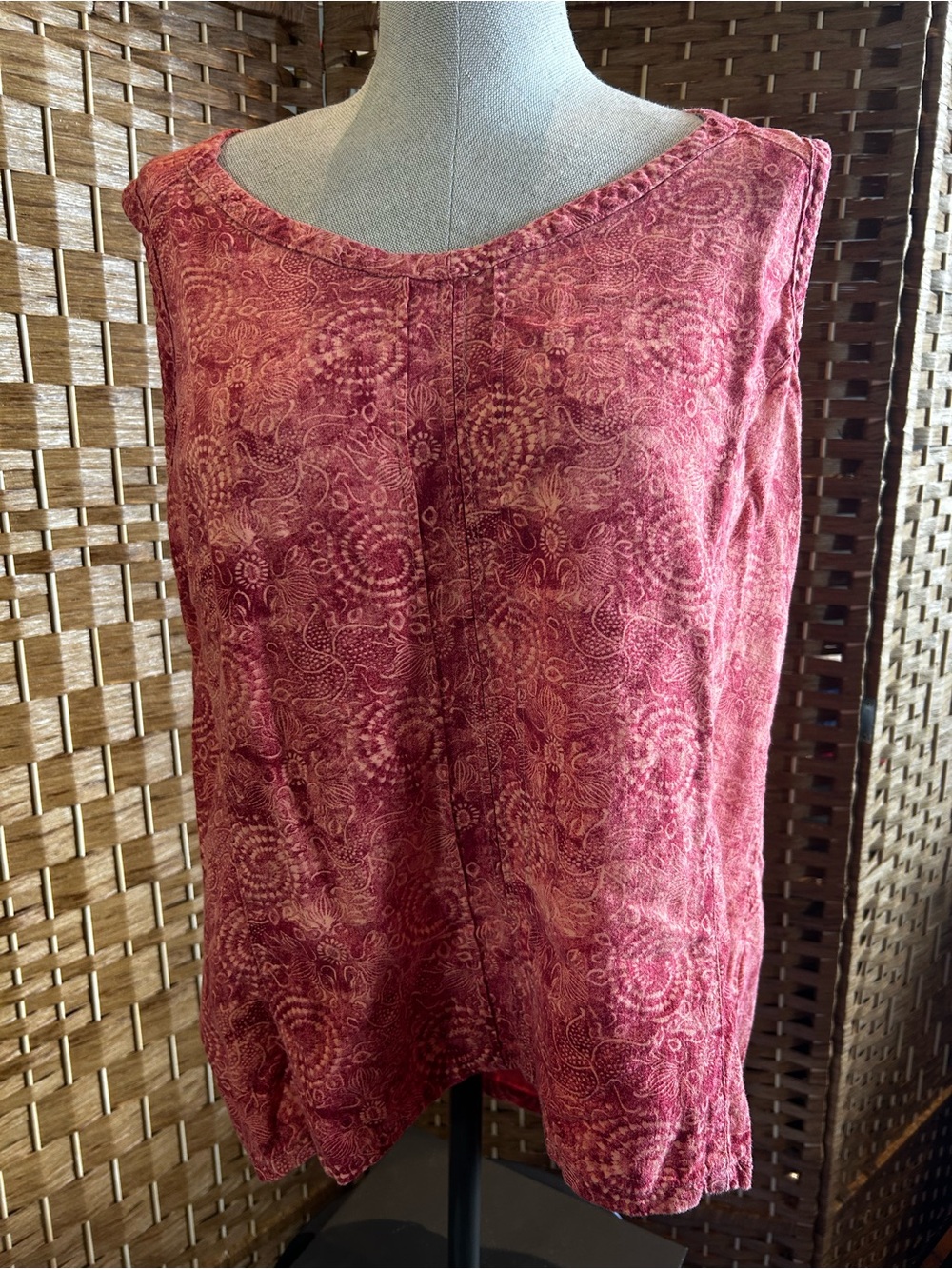 Royal Robbins Linen Blend Tank Top Size Large Pink Paisley Boho Sleeveless